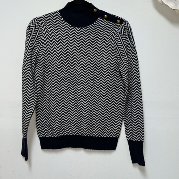 J.CREW BUTTON MOCKNECK SWEATER HERRINGBONE SIZE SMALL - Picture 3 of 9
